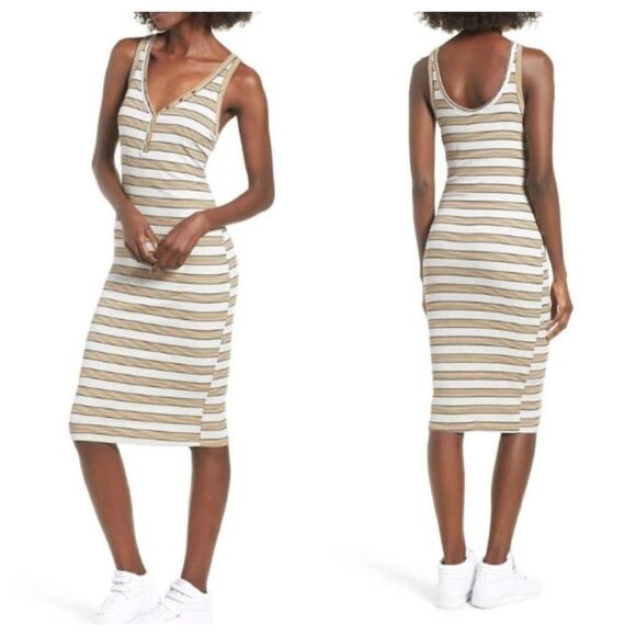 NWT All in Favor Rib Knit Henley midi dress - L - Picture 1 of 8